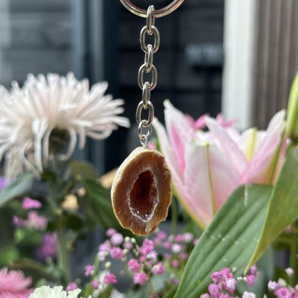 Agaat geode sleutelhanger #434